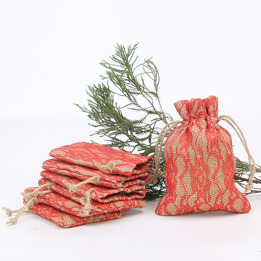 Lace Jute Christmas Celebration Promotion Exquisite Gift Bag