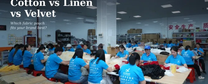 Cotton vs linen vs velvet pouches material guide banner
