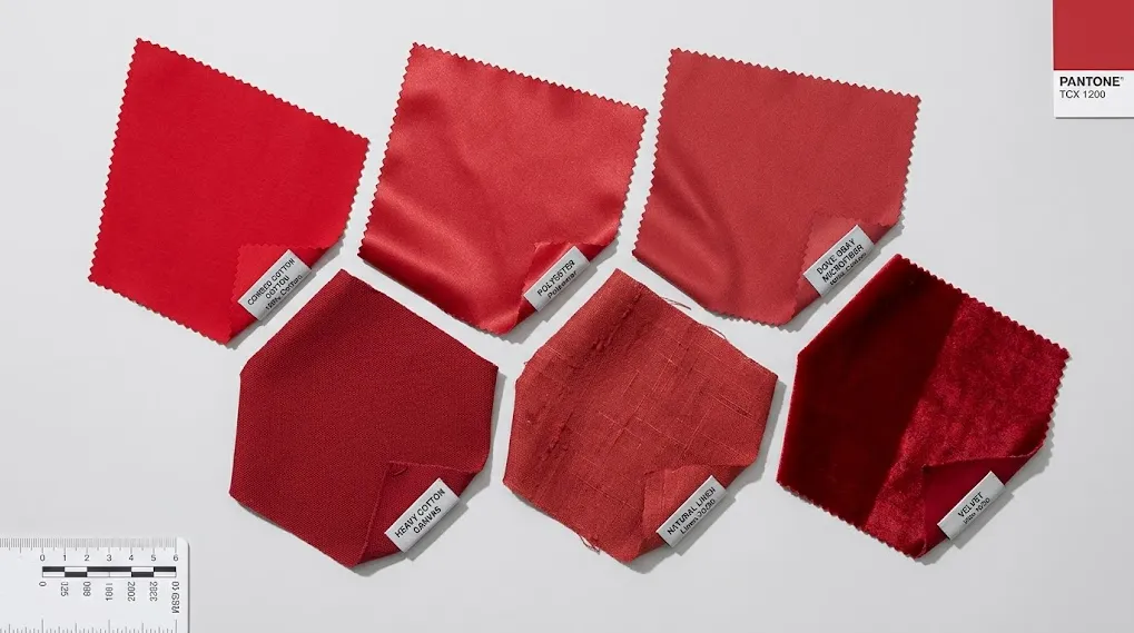 Pantone Color Matching on Different Fabrics Pantone color matching results across cotton canvas satin velvet and microfiber fabric samples