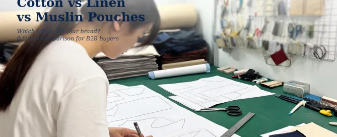 Cotton vs linen vs muslin pouches fabric comparison guide banner