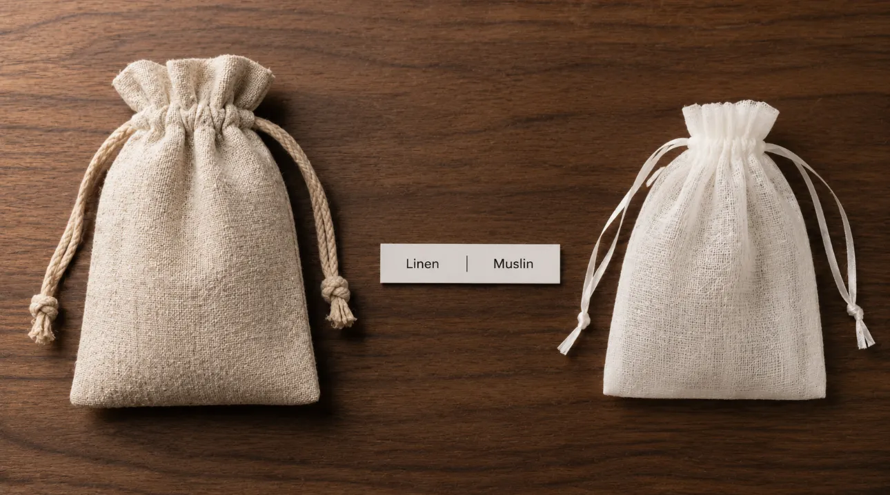 Linen drawstring pouch vs muslin bag side by side premium comparison