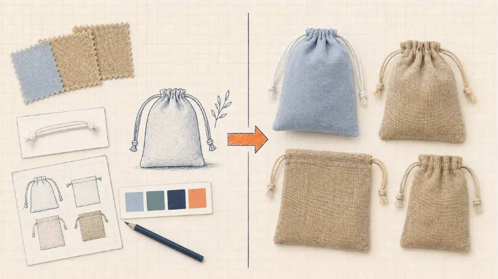 Buyer decision visual Supporting visual for Linen Pouches for Custom Packaging: A Buyer's Guide to Fabric, Closure and Branding
