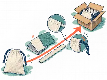 Sampling and Quality Checks for Non-Woven Drawstring Bags Quality inspection of an unbranded non-woven drawstring bag with checks on dimensions, seams, cord movement, and print area